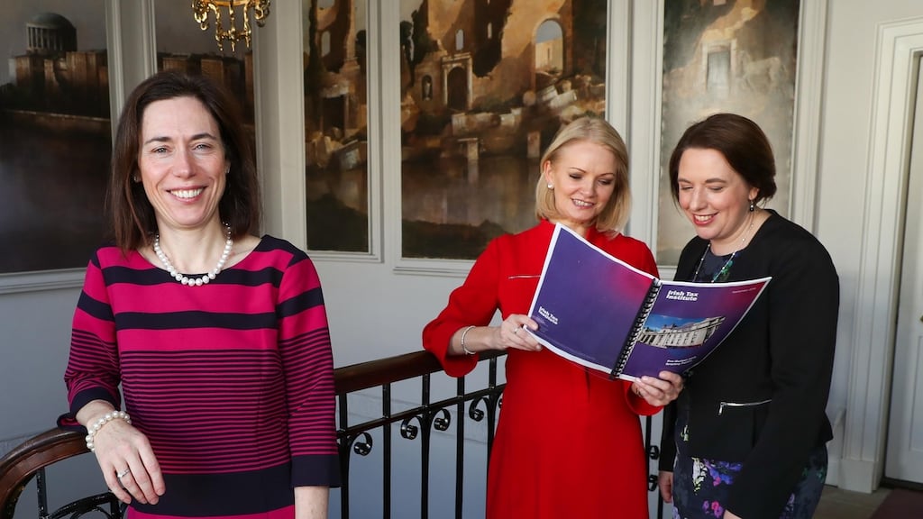 At  pre-Budget 2019 report from the Irish Tax Institute were Marie Bradley; Irish Tax Institute president; Olivia Buckley; I communications director and Anne Gunnell,  policy director.