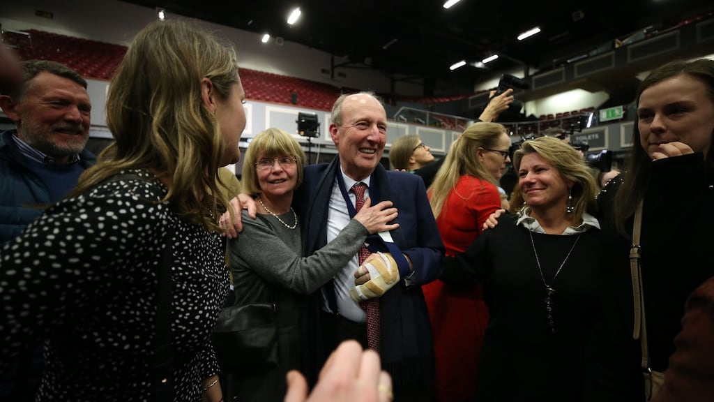 Minister for Transport, Tourism and Sport Shane Ross with his wife, Ruth Buchanan, at the Citywest count centre last Sunday following his election defeat. Photograph: Nick Bradshaw for The Irish Times