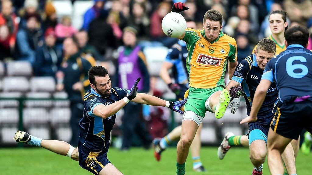 Corofin’s Mike Lundy in action during their win over Salthill-Knocknacorra in the Galway Galway senior club football championship final at Pearse Stadium, Galway. Photograph: Inpho