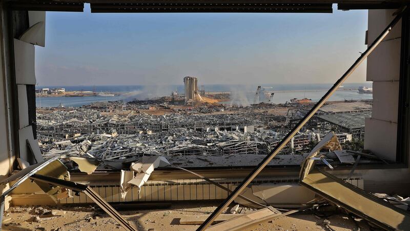 A view shows the aftermath of yesterday’s blast at the port of Lebanon’s capital Beirut, on August 5th, 2020. Photograph: Anwar Amro/AFP via Getty Images