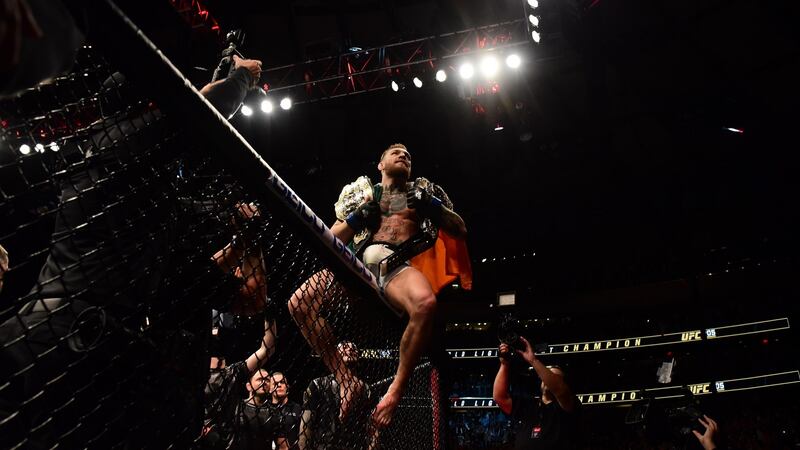 Conor McGregor in the cage at Madison Square Garden in New York, 2016. Photograph: Ryan Christopher Jones/New York Times