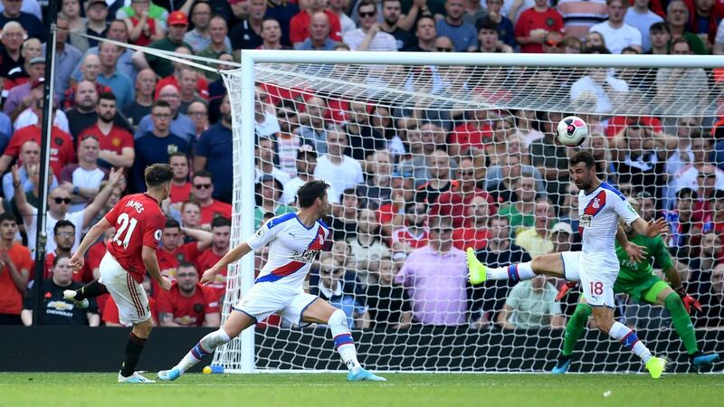Daniel James nets the equaliser for United. Photo: Michael Regan/Getty Images