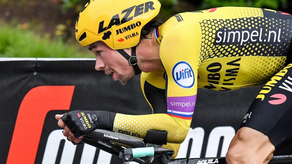 Slovenian rider Primoz Roglic was best on stage eight of the Giro d’Italia. Photograph: Alessandro Di Meo/AP