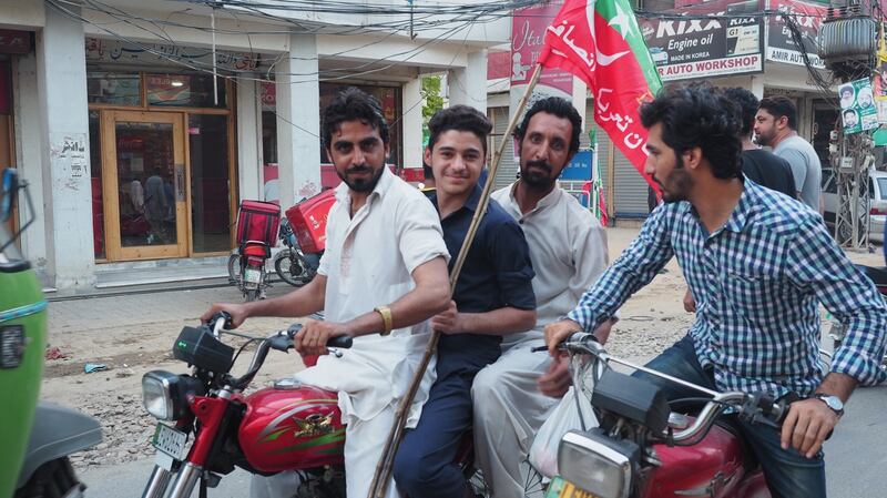 Supporters of Imran Khan in Javed Colony, Lahore, Pakistan. Photograph: Lorraine Mallinder