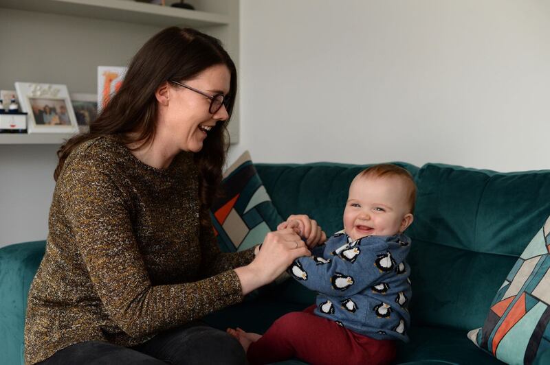 Ruth Cullinane with baby Úna at home in Palmerstown, Dublin. Photograph: Dara Mac Dónaill / The Irish Times