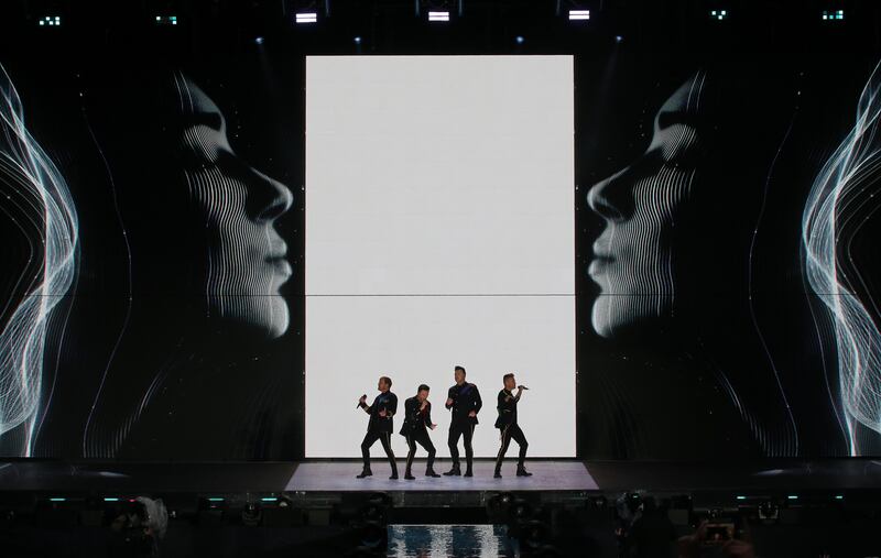 Westlife perform in front of 75,000 fans in Croke Park on Friday night, the first of two Dublin gigs on their 20th anniversary tour. Photograph: Crispin Rodwell for the Irish Times