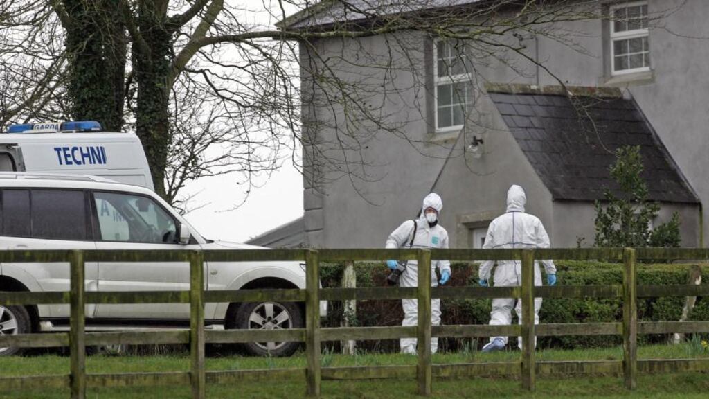 Gardai at the farm outside Bagnalstown, Co Carlow last year. Photograph: Eric Luke /The Irish Times