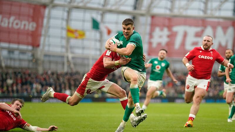 Ireland’s Garry Ringrose was back towards his best against Wales. Photograph: Niall Carson/PA