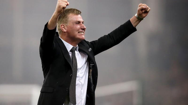 Kenny celebrates at the final whistle of the FAI Cup final last month. Photo: Tommy Dickson/Inpho