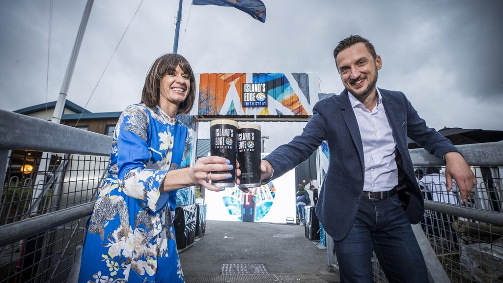 Paula Conlon, marketing manager for Island’s Edge, and Wojciech Bogusz, Heineken Ireland marketing director, at the launch of Heineken’s new stout. Photograph: Conor McCabe