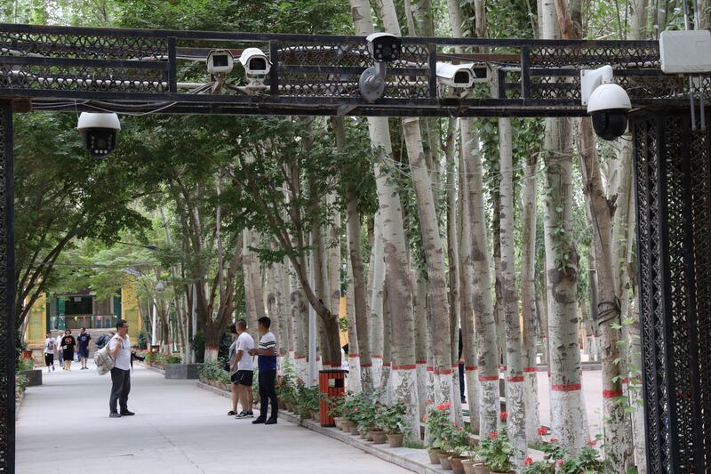 Security cameras outside the Etgal mosque. Photograph: Peter Goff