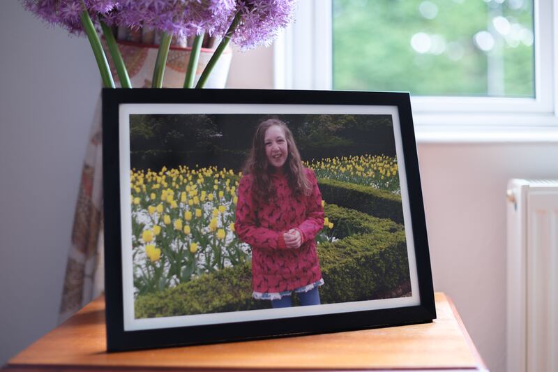A photograph of Nóra Quoirin on display in her grandparents home in Belfast