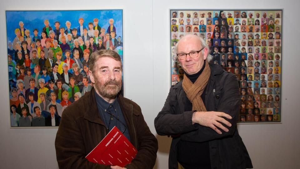Pride of place: artists Charles Harper and Richard Slade at the ‘Personal Choice’ exhibition. Photograph: Alan Place.