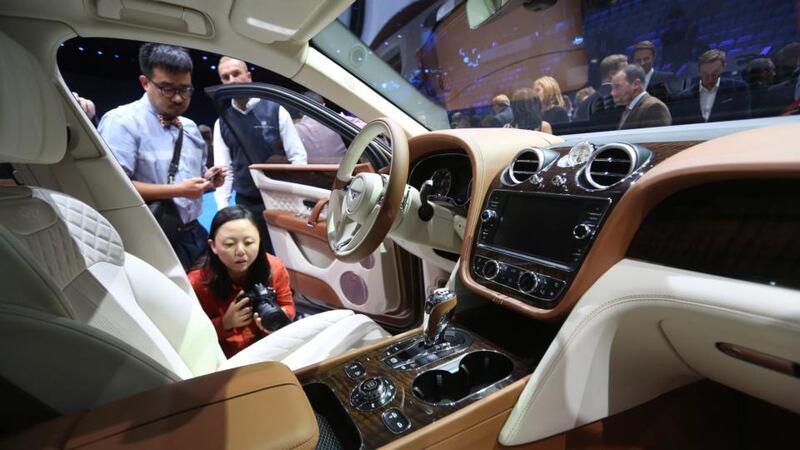 Waiting list: taking a look inside a Bentley Bentayga; the first full year of the SUV’s production has already sold out. Photograph: Chris Ratcliffe/Bloomberg