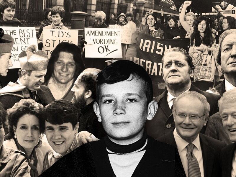 A young Fintan O’Toole with some of the people whose stories he tells in his award-winning personal history of Ireland