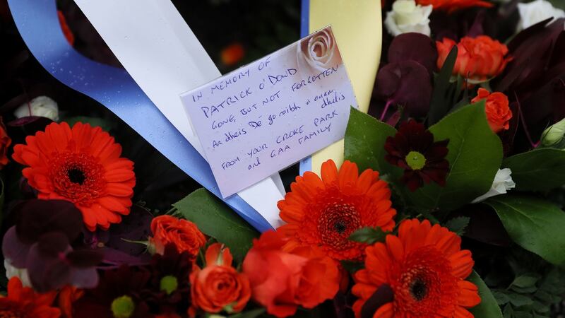 A wreath at the grave of Patrick O’Dowd in Glasnevin Cemetery, one of the victims of Bloody Sunday. Photograph: Brian Lawless/PA Wire