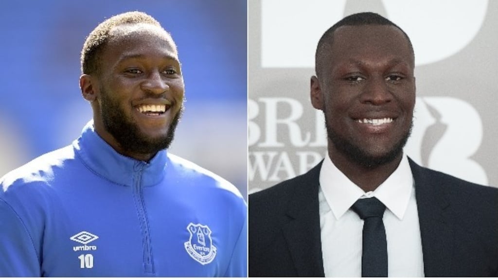 Everton striker Romelu Lukaku and grime artist Stormzy.