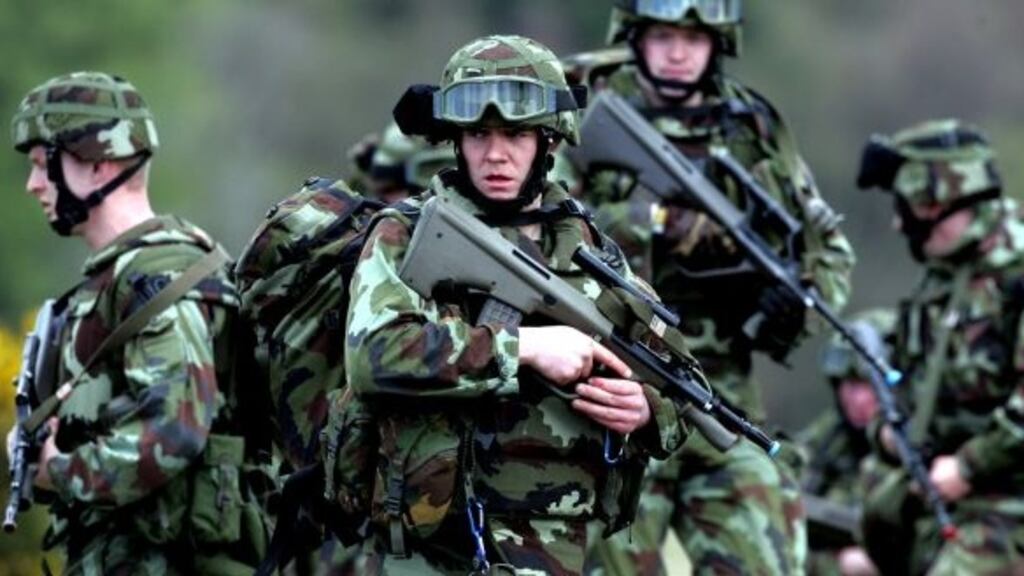 Irish Army soldiers taking part in a military exercise in the the Glen of Imaal, Co Wicklow. File photograph: Eric Luke