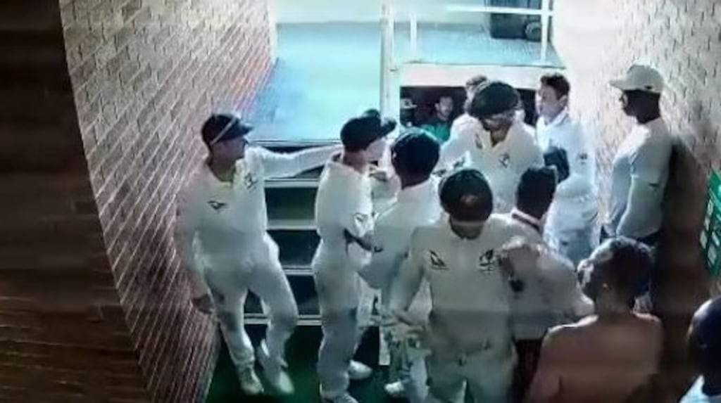 A still from the CCTV footage of the altercation between Australia’s David Warner and South Africa’s Quinton de Kock