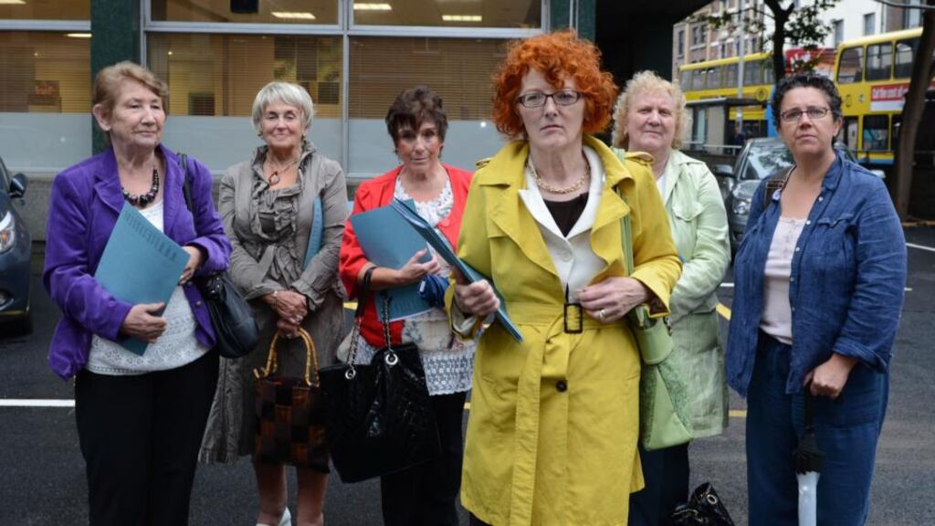 Chairperson of Survivors of Symphysiotomy Marie O’Connor with Mary Kellaway, Betty Walshe, Margaret Sheridan, Ellen Moore and Andi Kenneally before their meeting with Minister for Health Leo Varadkar. Photograph: Cyril Byrne/The Irish Times