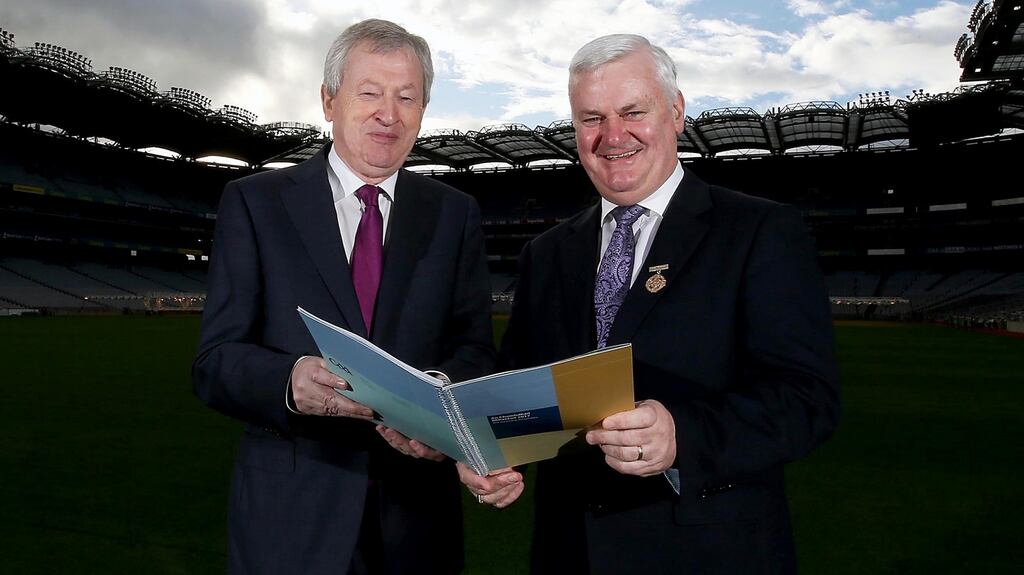 Director general Páraic Duffy at the launch of his annual report with president Aogán Ó Fearghaíl. Photograph: Donall Farmer/Inpho