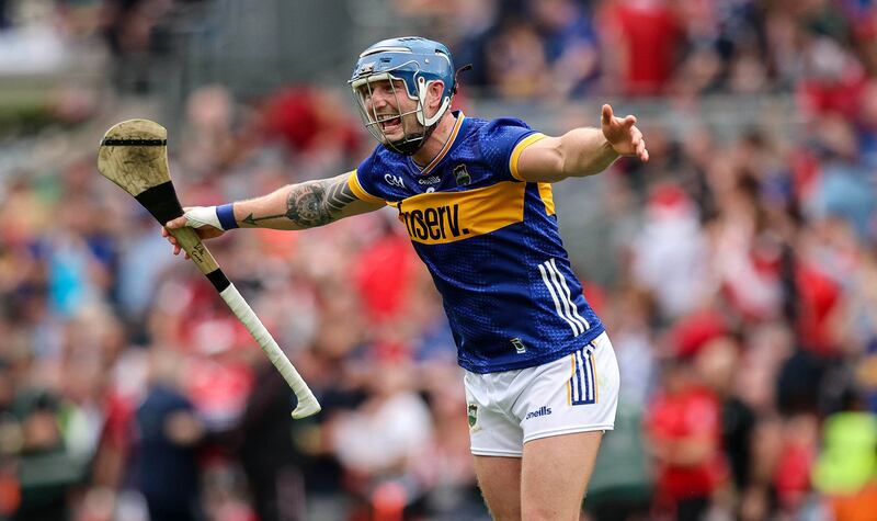 Tipperary’s Willie Connors celebrates after the final whistle. Photograph: Ryan Byrne/Inpho