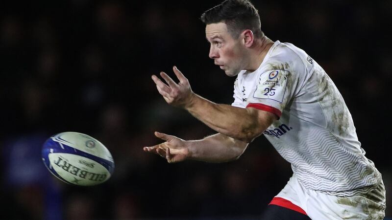 John Cooney: has flipped the crushing disappointment of being omitted from the World Cup squad into a positive with some stunning tries and nerveless kicking for in-form Ulster. Photograph: Billy Stickland/Inpho