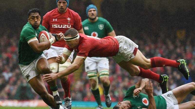 Ireland’s centre Bundee Aki makes a break. Photo: Getty Images