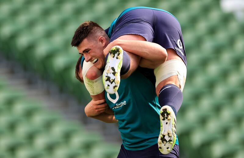 Ireland's Dan Sheehan in training ahead of the Six Nations clash with England. Photograph: Billy Stickland/Inpho