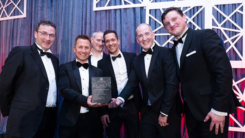 Stephen Pierce, exclusive distributor, Texfel, presents the building of the year – commercial to the Henry J Lyons team