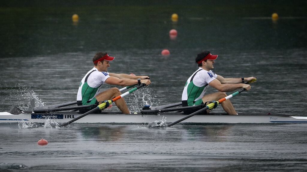 Gary and Paul O’Donovan were beaten by British heavyweights Angus Groom and Jack Beaumont in the final of the Double Sculls at the Henley Royal Regatta. Photograph: Inpho