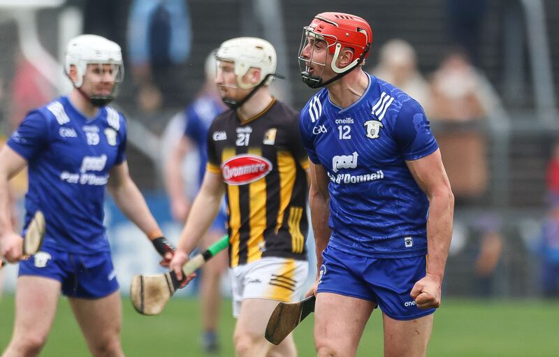 Peter Duggan of Clare celebrates after a score late in the game. Photograph: Natasha Barton/Inpho