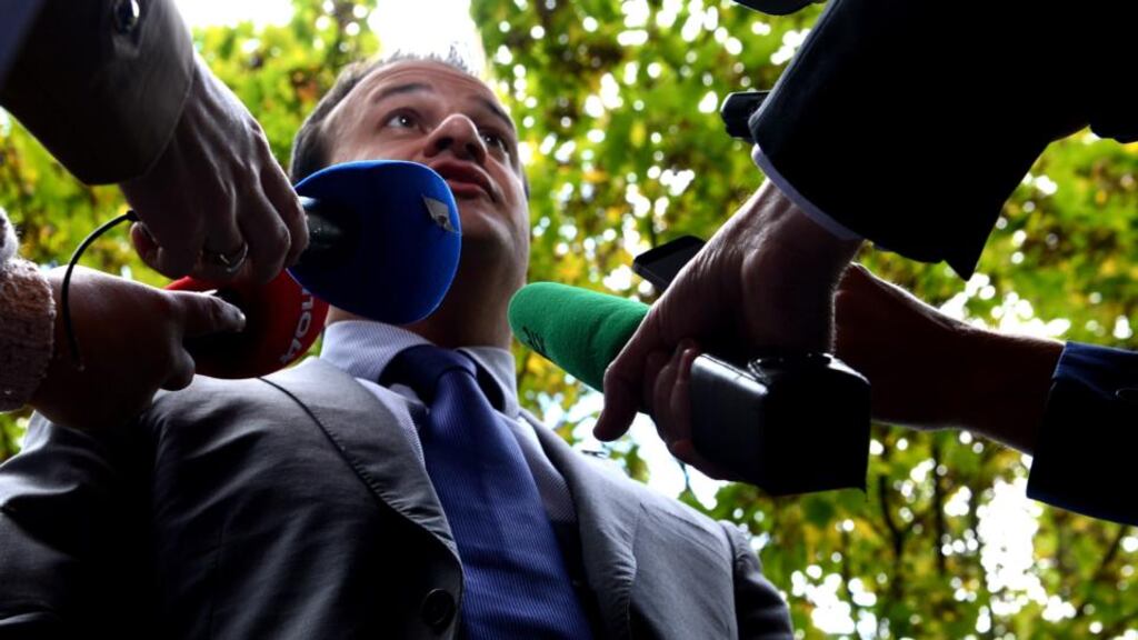 Minister for Health Leo Varadkar yesterday taking questions from the media about waiting lists and medical cards. Photograph: Cyril Byrne