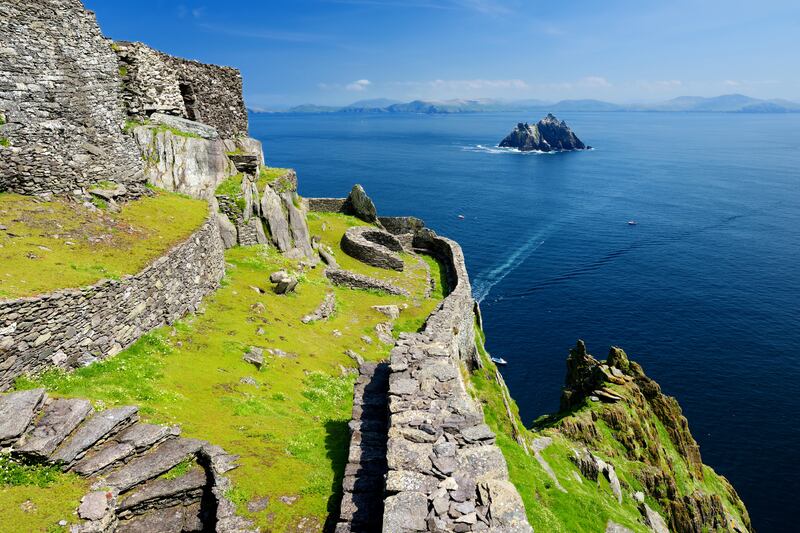 Skellig Michael, home to the ruined remains of a Christian monastery, a puffin colony and, more recently, Luke Skywalker.