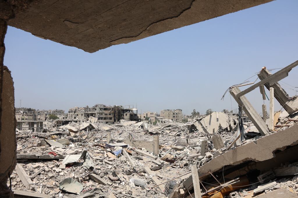 Remnants of the al-Tuffah neighbourhood in Gaza City after more than 22 months of hostilities. Photograph: Omar-Al-Qattaa/Getty Images