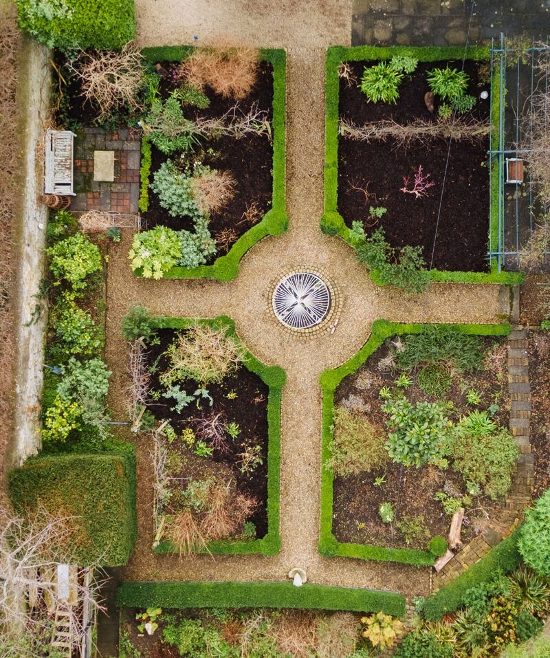 The rear garden has a Victorian layout