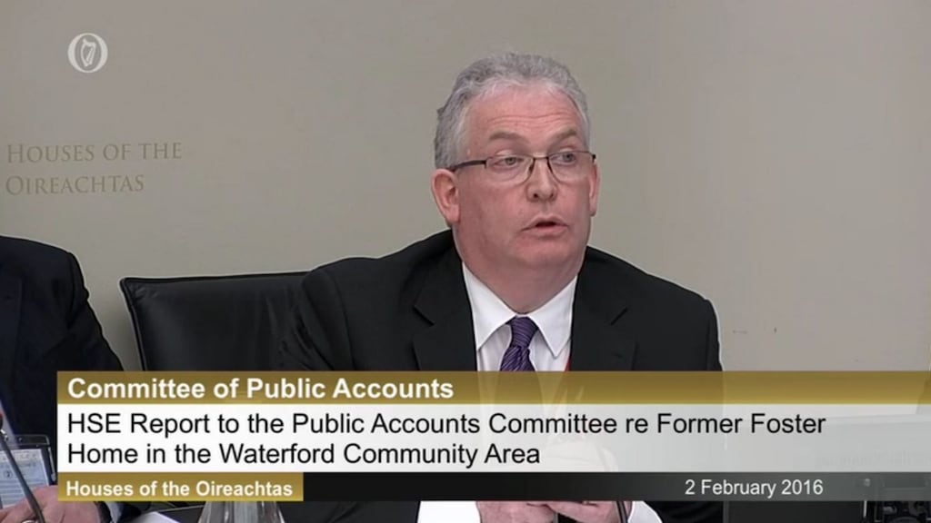Tony O’Brien, HSE chief executive, appears before the Public Accounts Committee on February 2nd, 2016. Screengrab photograph: Oireachtas TV