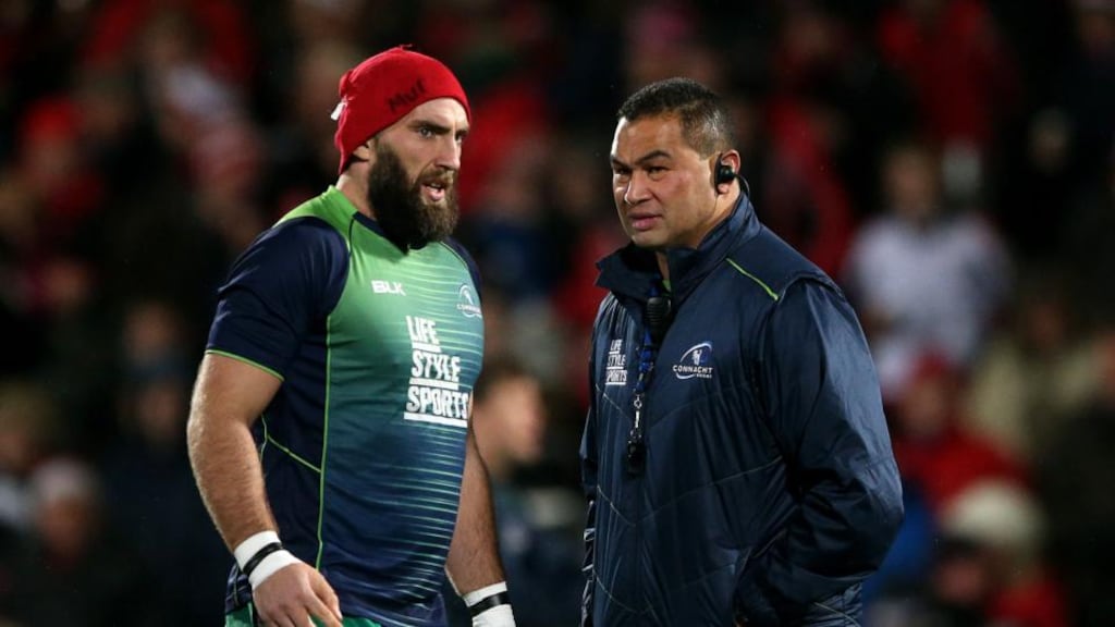 Connacht captain John Muldoon and coach Pat Lam during the Ulster v Connacht Pro12 game at Kingspan Stadium, Belfast, on St Stephen’s Day. Photograph: James Crombie/Inpho