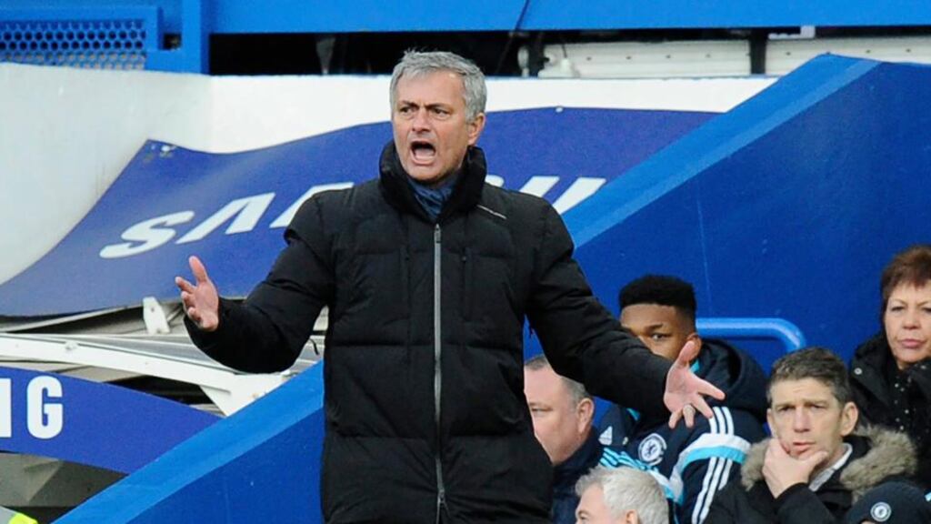 Chelsea manager José Mourinho endured a frustrating first half against Newcastle at Stamford Bridge. Photograph: Facundo Arrizabalaga / EPA