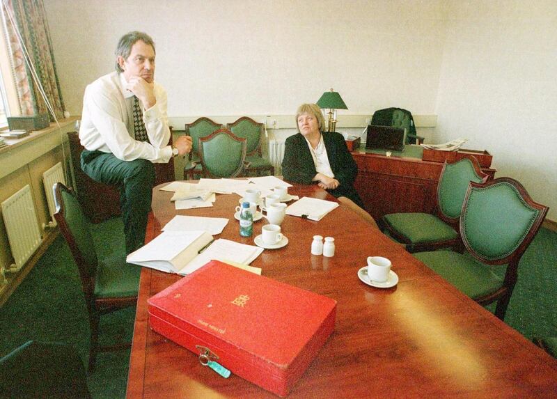 Tony Blair and Mo Mowlam during the Belfast Agreement talks, in 1998. Photograph: John Giles/Reuters