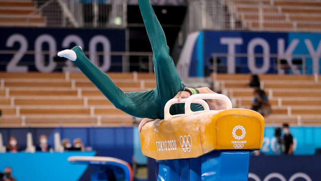 Rhys McClenaghan finished seventh in the pommel horse final in Tokyo. Photograph: James Crombie/Inpho