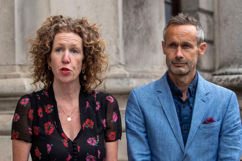 Meabh and Sébastin Quoirin outside the Four Courts in Dublin in 2022. Photograph:Collins Courts