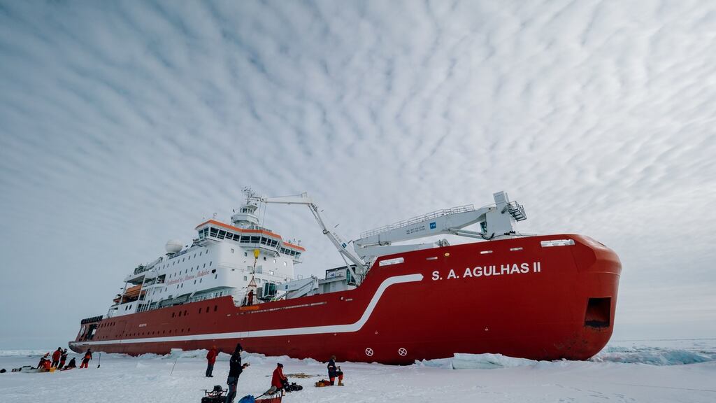 The South African-registered research ship, the Agulhas II, will be at sea for at least 35 days.  File photograph: Falklands Maritime Heritage Trust/PA Wire