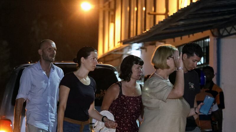 Family members arrive to see the body of Nora Quoirin at Tuanku Jaafar Hospital in Seremban, Malaysia. Photograph: Lim Huey Teng/Reuters