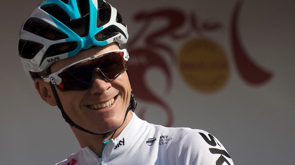 Team Sky cyclist Chris Froome smiles prior to riding the first stage of the Ruta del Sol tour. Photograph: Jorge Guerrero/AFP/Getty Images