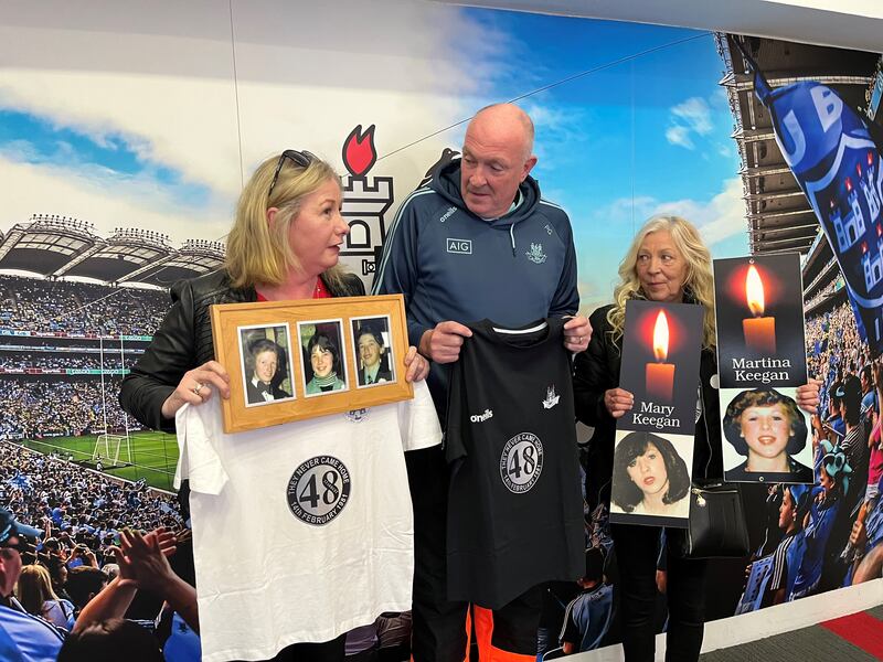 Left to right: Louise Leech, sister of Stardust victims Willie, George and Salina McDermott; Pat Gilroy; Antoinette Keegan, who lost her sisters Mary and Martina in the fire.