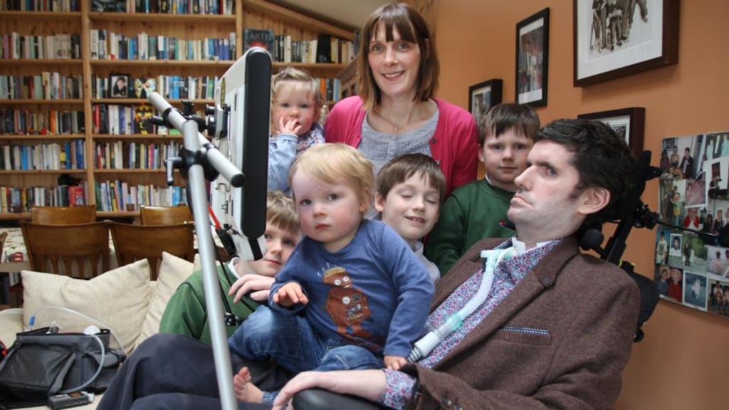 Living in the present:  Simon Fitzmaurice at home  with his wife Ruth and five children Jack, Raife, Arden, Sadie and Hunter. Photographer: Daniel O’Connor