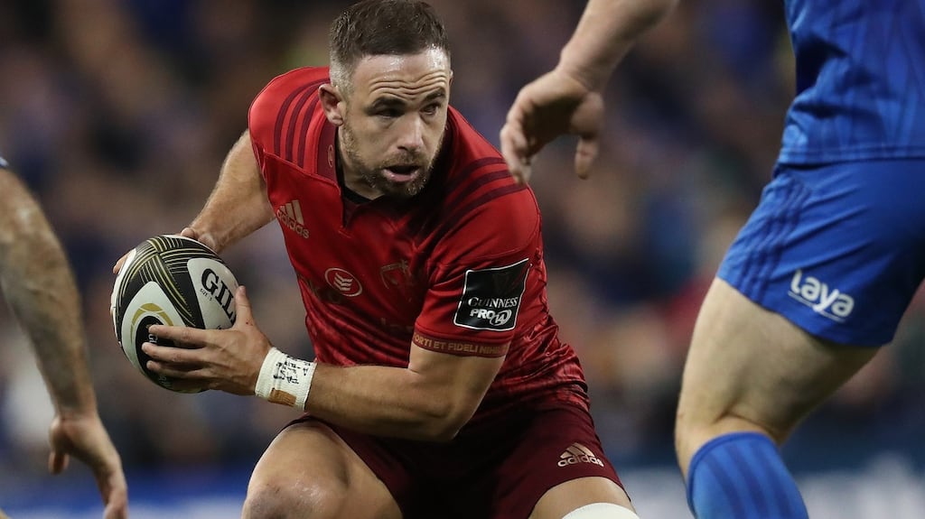 Munster’s Alby Mathewson in action. A third of men – and 43 per cent of men aged 25-34 – are subscribers to sports channels, research has found. Photograph: Billy Stickland/Inpho