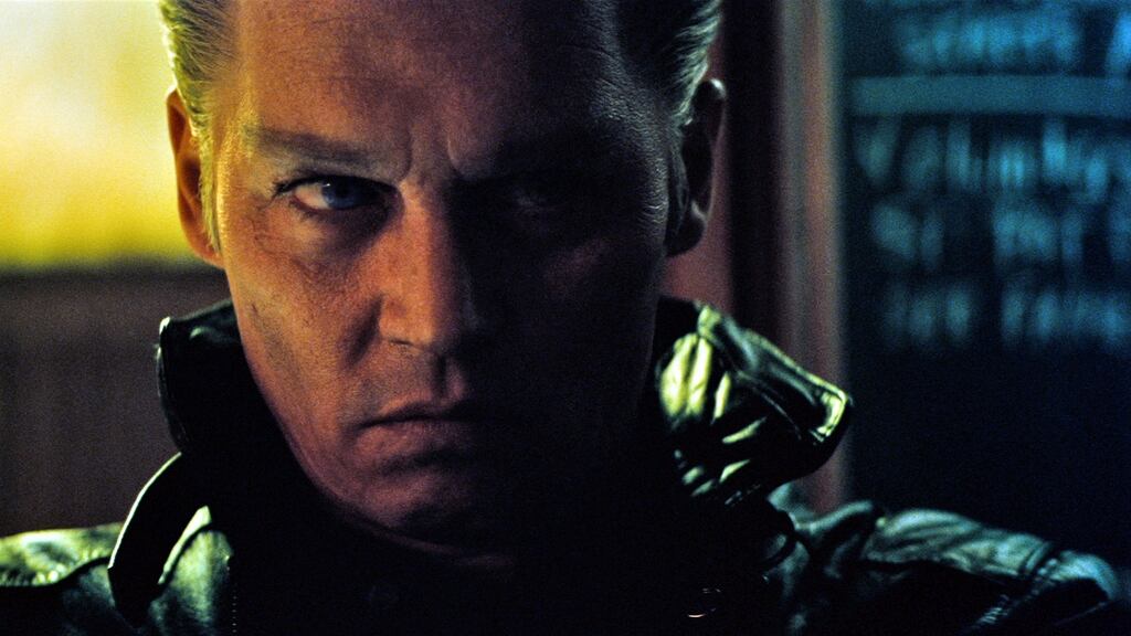 Johnny Depp as James ’Whitey’ Bulger in Black Mass, “a very convincing Southie psychopath”