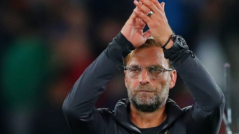 Jürgen Klopp: the German holds an 8-5 winning record over Guardiola. Photograph: Eddie Keogh/Reuters